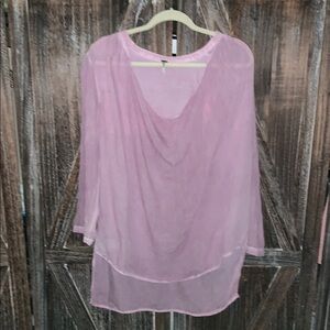 Free People shear Pink Blouse
